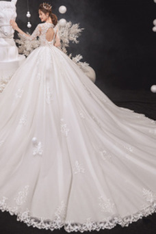 Robe de mariée Taille Naturel Multi Couche Princesse Appliques Lacet