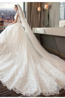 Robe de mariée Dos nu A-ligne Perle Salle Tulle Col en V