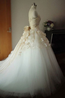 Robe de mariée Hiver Traîne Mi-longue Sans Manches Col en Cœur Mode de Bal