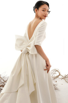 Robe de mariée Longue Elégant A-ligne Salle Taille Naturel Printemps