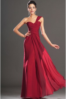 Robe de soirée Rouge Elégant Fourreau plissé Plissé Sans Manches